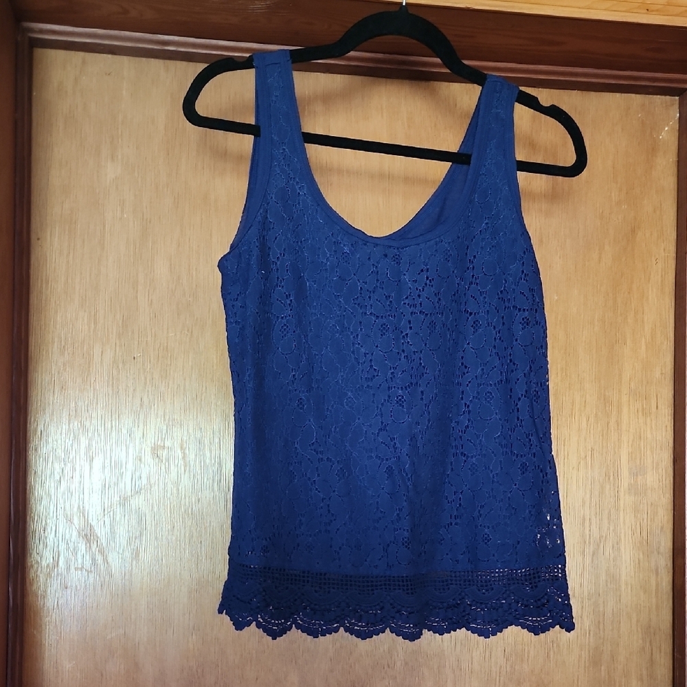 Blue Lace Tank Top